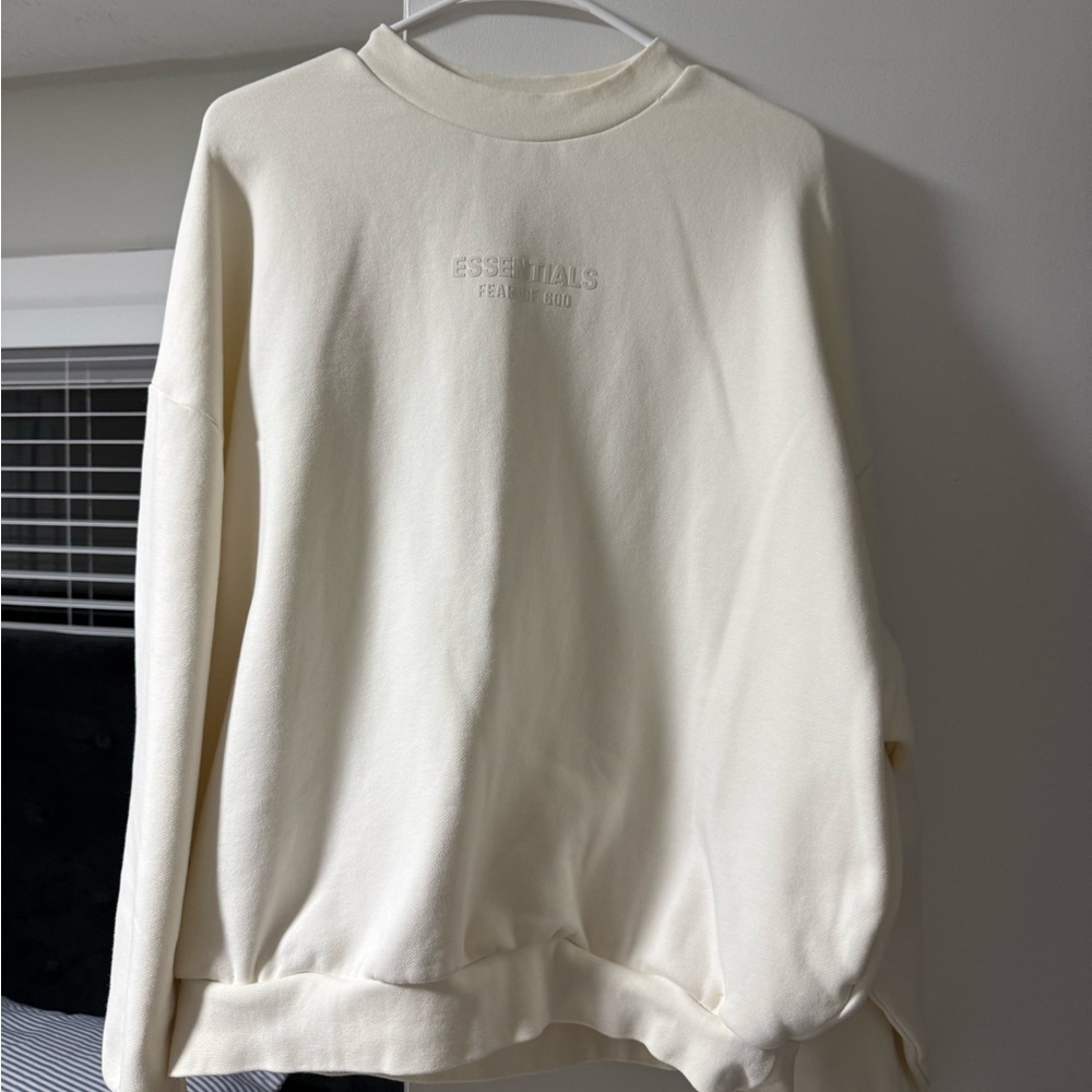Essentials Men's Cream Crewneck Sweater